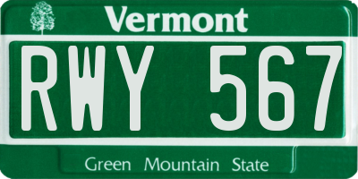 VT license plate RWY567
