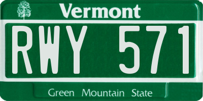 VT license plate RWY571