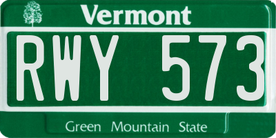VT license plate RWY573