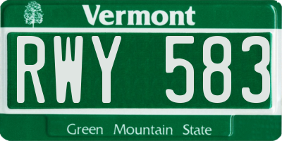VT license plate RWY583
