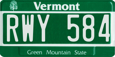 VT license plate RWY584