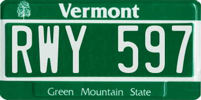 VT license plate RWY597
