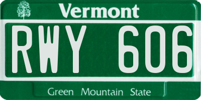 VT license plate RWY606