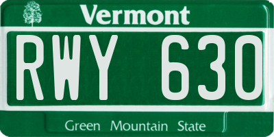 VT license plate RWY630