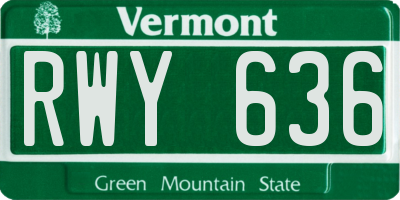 VT license plate RWY636