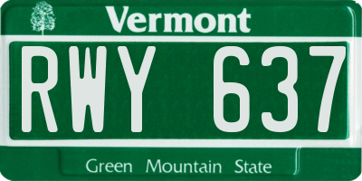 VT license plate RWY637