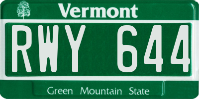 VT license plate RWY644