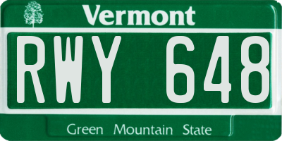 VT license plate RWY648