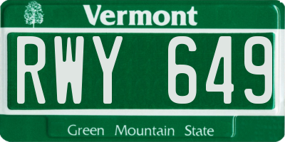 VT license plate RWY649