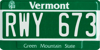 VT license plate RWY673