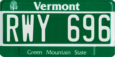 VT license plate RWY696