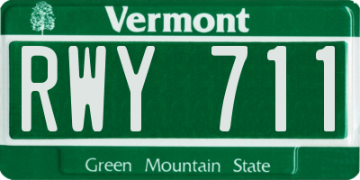 VT license plate RWY711