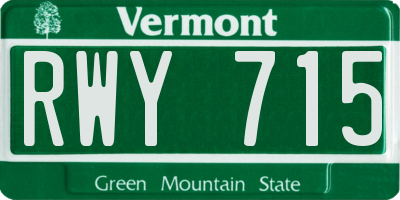 VT license plate RWY715
