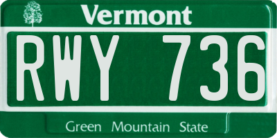VT license plate RWY736