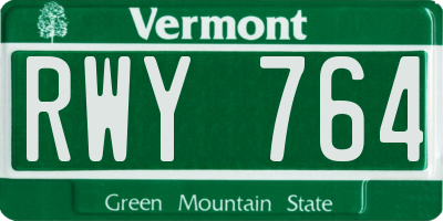 VT license plate RWY764