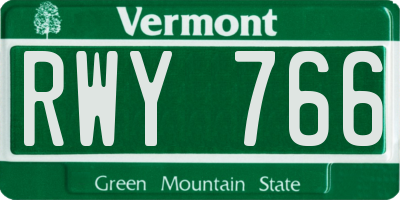 VT license plate RWY766