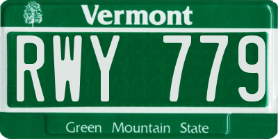 VT license plate RWY779