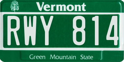 VT license plate RWY814