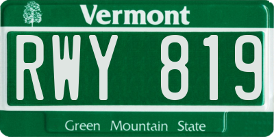 VT license plate RWY819