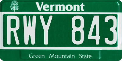 VT license plate RWY843