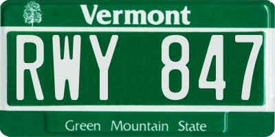 VT license plate RWY847