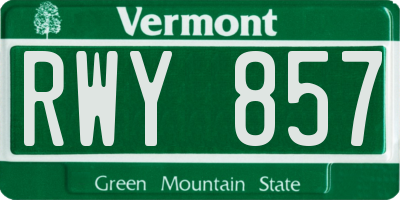 VT license plate RWY857