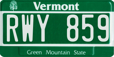 VT license plate RWY859
