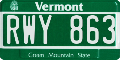 VT license plate RWY863