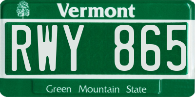 VT license plate RWY865