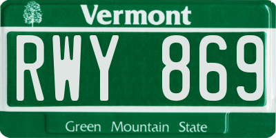 VT license plate RWY869