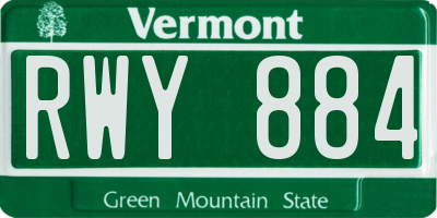 VT license plate RWY884