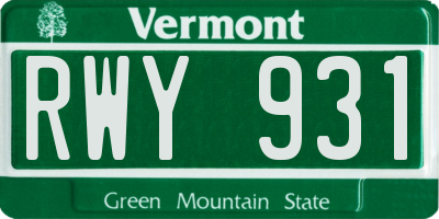 VT license plate RWY931