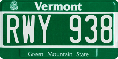 VT license plate RWY938