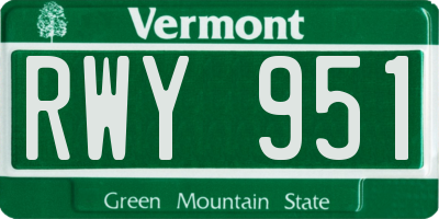 VT license plate RWY951