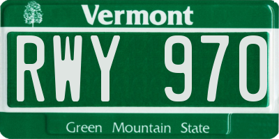 VT license plate RWY970