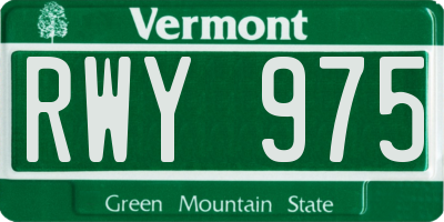VT license plate RWY975
