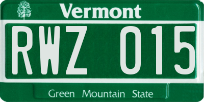 VT license plate RWZ015