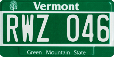 VT license plate RWZ046