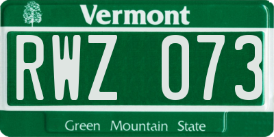 VT license plate RWZ073