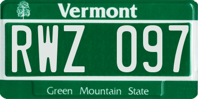 VT license plate RWZ097