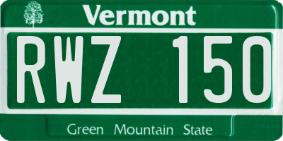 VT license plate RWZ150