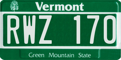 VT license plate RWZ170