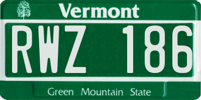 VT license plate RWZ186