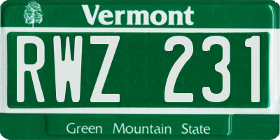 VT license plate RWZ231