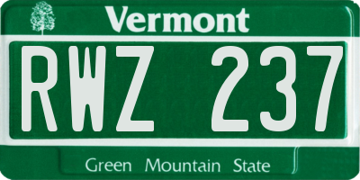 VT license plate RWZ237