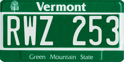 VT license plate RWZ253