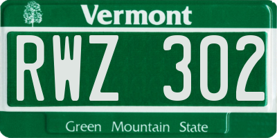 VT license plate RWZ302