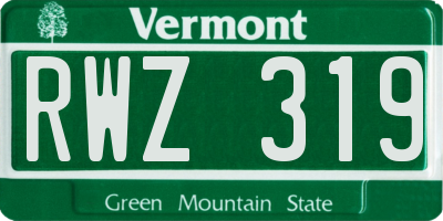 VT license plate RWZ319