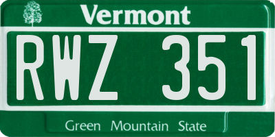 VT license plate RWZ351