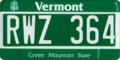 VT license plate RWZ364